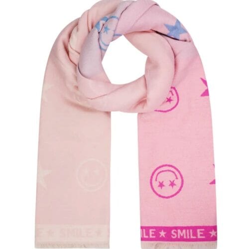 Sjaals Smilyes en Stars babyroze kleurrijke print dames sjaals yehwang kopen bestellen