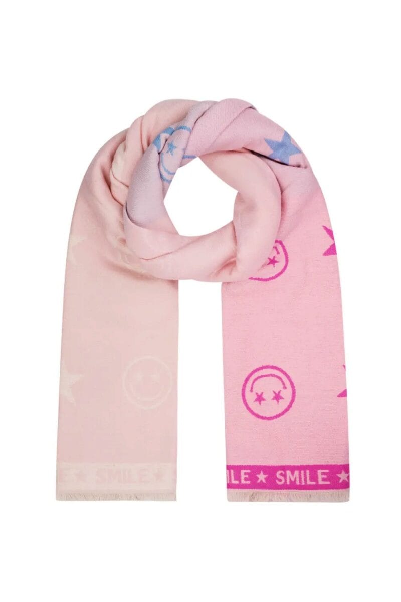 Sjaals Smilyes en Stars babyroze kleurrijke print dames sjaals yehwang kopen bestellen