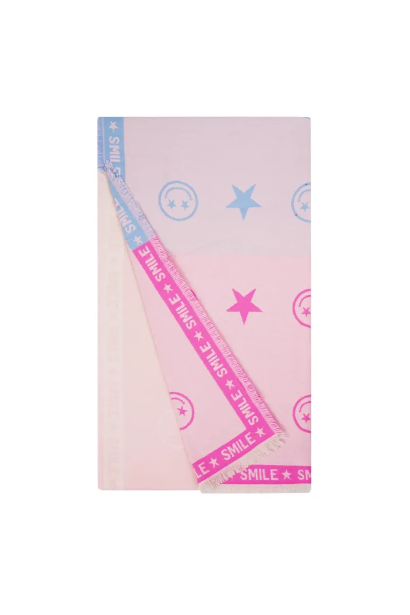 Sjaals Smilyes en Stars babyroze kleurrijke print dames sjaals yehwang kopen bestellen detail