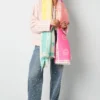 Sjaals Smilyes en Stars blauw fuchsia geel kleurrijke print dames sjaals yehwang kopen bestellen model