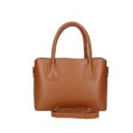 Suede Handtas Adelaide cognac Dollaro-leer met suède krokodillenprint leren handvaten chique tassen kopen bestellen dames achterkant