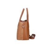 Suede Handtas Adelaide cognac Dollaro-leer met suède krokodillenprint leren handvaten chique tassen kopen bestellen dames zijkant