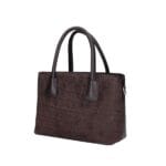 Suede Handtas Adelaide donkerbruin donkerbruine Dollaro-leer met suède krokodillenprint leren handvaten chique tassen kopen bestellen dames zij