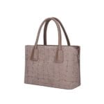 Leren Handtas Adelaide Croco donkertaupe Dollaro-leer met suède krokodillenprint leren handvaten chique tassen kopen bestellen dames zij
