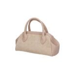 Suede Handtas Isadora taupe leren details schoudertassen generfd leer drukknoopsluiting knipsluiting tassen kopen bestellen uniek