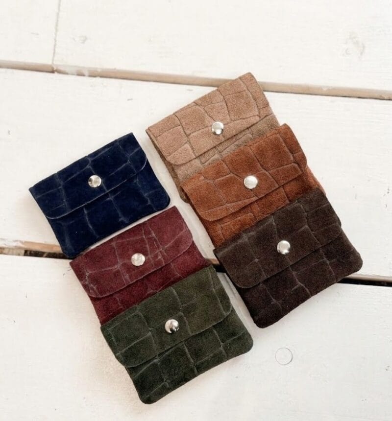 Suede Portemonnee Betty Croco kroko trendy dames portemonnees leer krokoprint suede kopen bestellen leer1