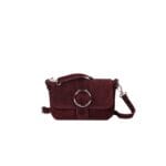 Suede Schoudertas Allison bordeaux schoudertassen tassen gouden ring detail leer kopen bestellen