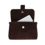 Suede Schoudertas Gabriella Leopard donkerbruin donkerbruine suede leer schoudertassen leopard flap gouden ring details kopen bestellen binnenkant1