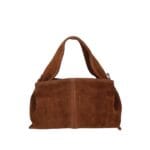 Suede Schoudertas Laila bruin bruine dames schoudertassen leer suede trendy kopen bestellen