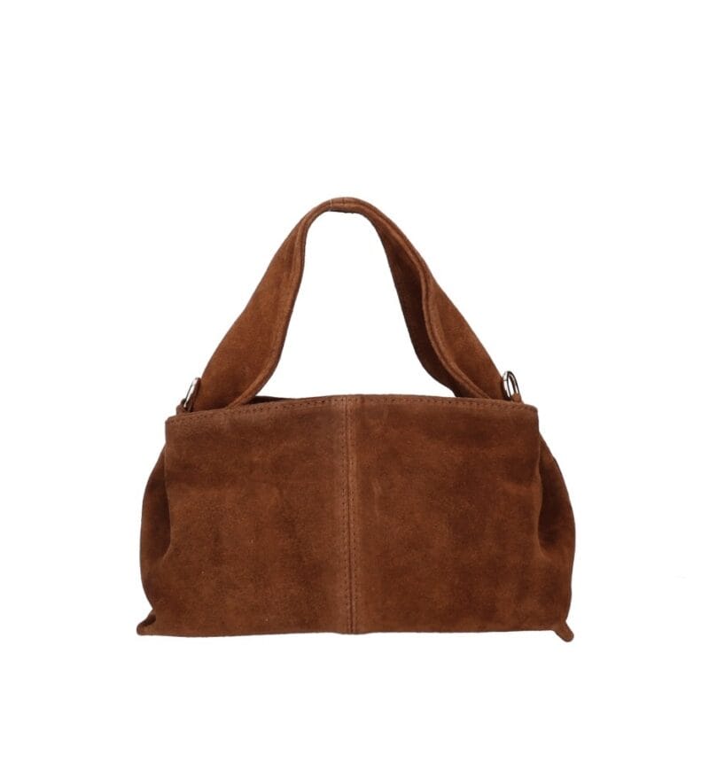 Suede Schoudertas Laila bruin bruine dames schoudertassen leer suede trendy kopen bestellen