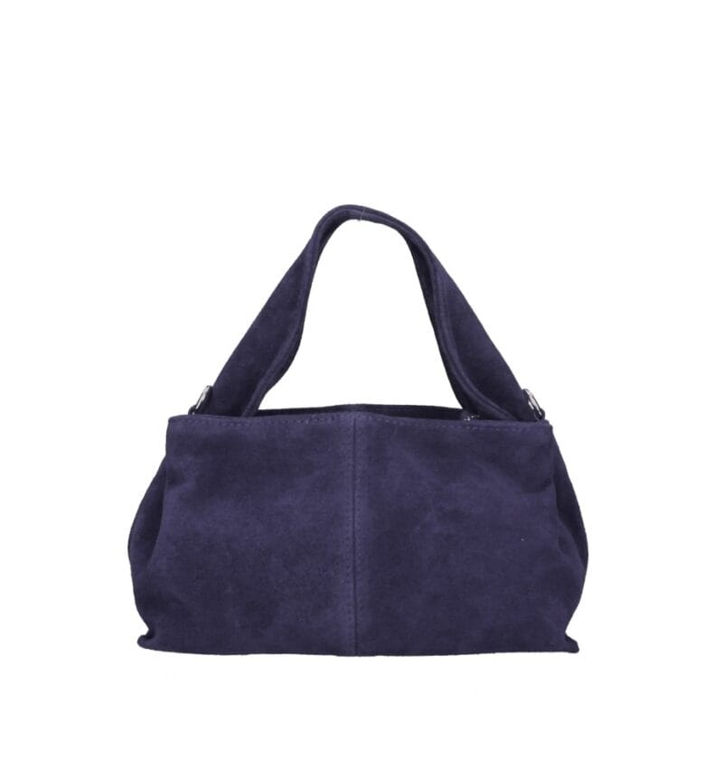 Suede Schoudertas Laila donkerblauw blauwe navy dames schoudertassen leer suede trendy kopen bestellen
