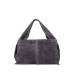 Suede Schoudertas Laila donkergrijs grijze dames schoudertassen leer suede trendy kopen bestellen