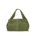 Suede Schoudertas Laila legergroen groene dames schoudertassen leer suede trendy kopen bestellen