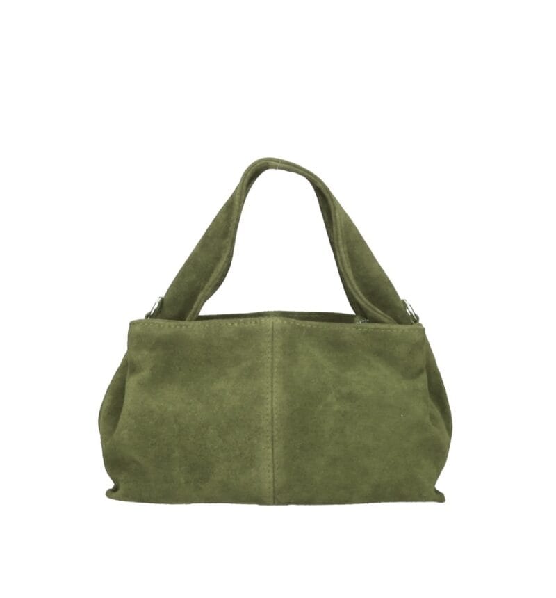 Suede Schoudertas Laila legergroen groene dames schoudertassen leer suede trendy kopen bestellen