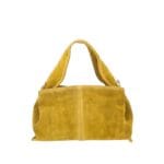 Suede Schoudertas Laila mosterdgeel gele dames schoudertassen leer suede trendy kopen bestellen