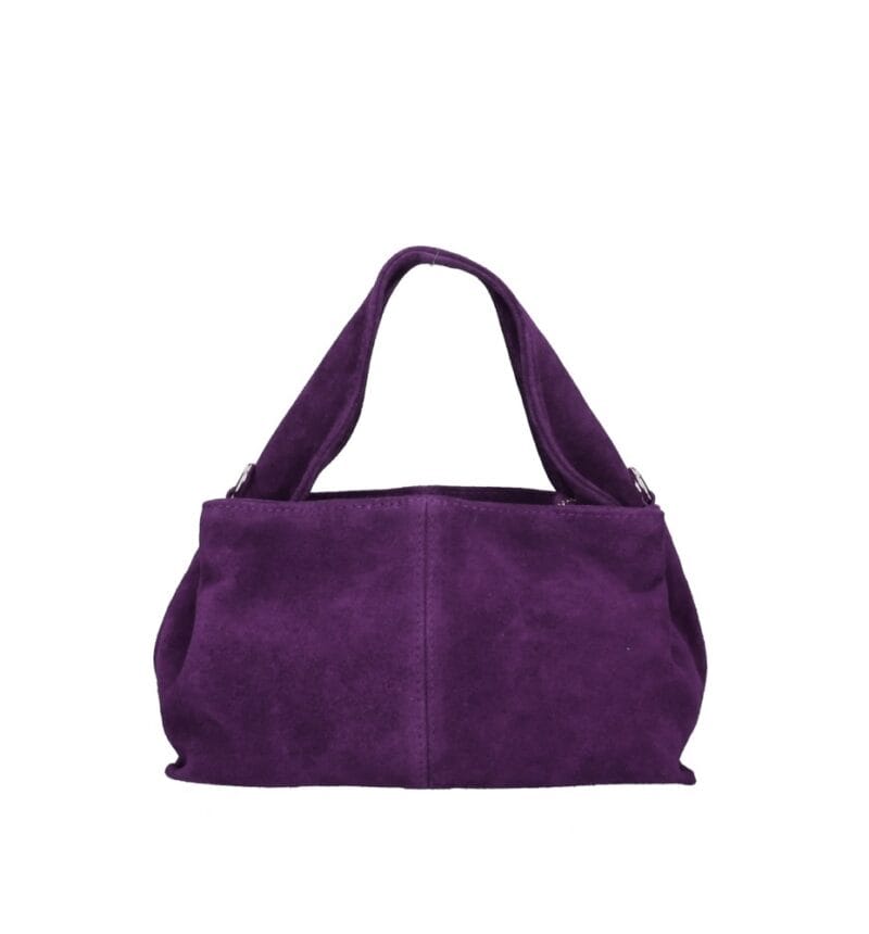 Suede Schoudertas Laila paars paarse dames schoudertassen leer suede trendy kopen bestellen