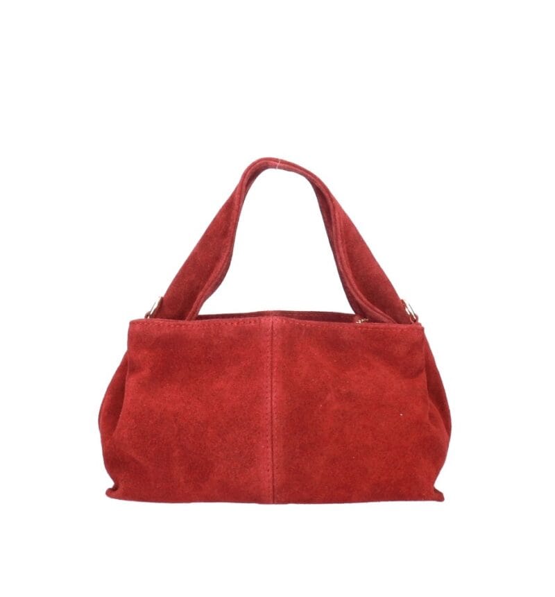 Suede Schoudertas Laila rood rode dames schoudertassen leer suede trendy kopen bestellen
