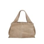 Suede Schoudertas Laila taupe dames schoudertassen leer suede trendy kopen bestellen