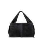 Suede Schoudertas Laila zwart zwarte dames schoudertassen leer suede trendy kopen bestellen