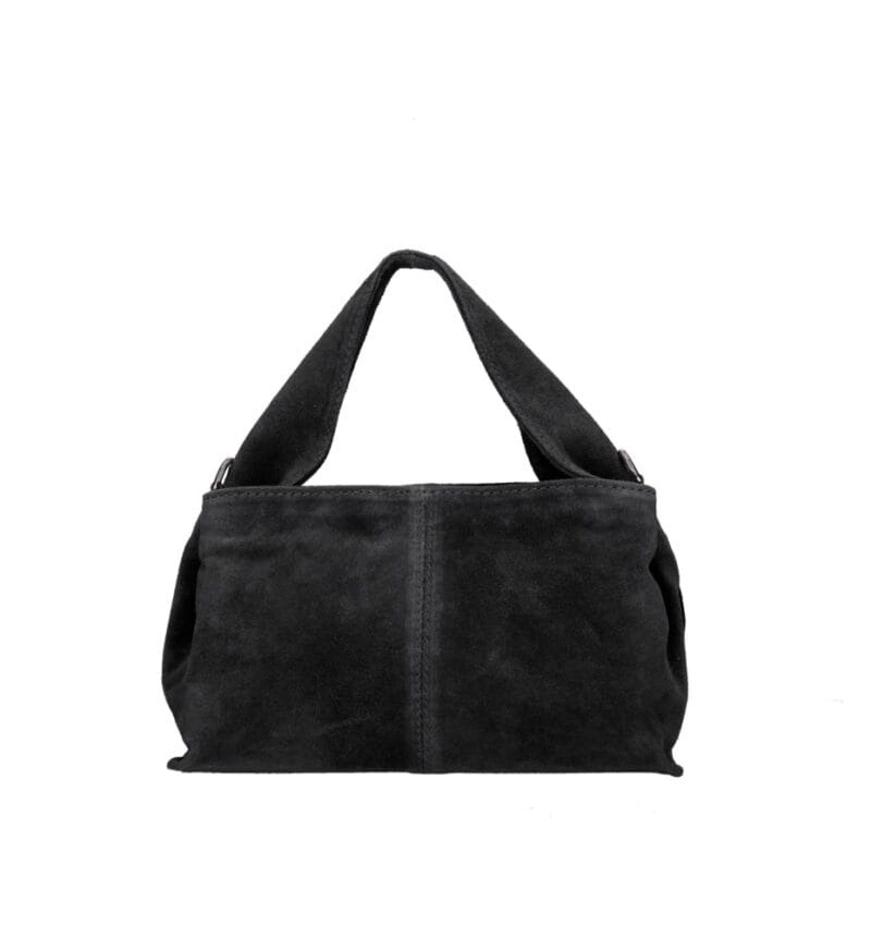 Suede Schoudertas Laila zwart zwarte dames schoudertassen leer suede trendy kopen bestellen