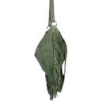 Suede Schoudertas Quinn Fringe olijfgroen groene ruime zacht leer suede schoudertassen met franjes italiaans kopen bestellen zijkant