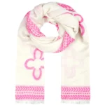 Wintersjaal Flowers Witte Sjaal Fuchsia Flowers lange dames sjaals print bloemen boho prints yehwang kopen bestellen