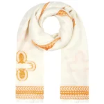 Wintersjaal Flowers Witte Sjaal oranje Flowers lange dames sjaals print bloemen boho prints yehwang kopen bestellen