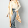 Wintersjaal Flowers Witte Sjaal oranje Flowers lange dames sjaals print bloemen boho prints yehwang kopen bestellen model