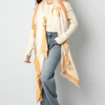 Wintersjaal Flowers Witte Sjaal oranje Flowers lange dames sjaals print bloemen boho prints yehwang kopen bestellen model