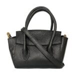 Zwarte Leren Handtas Betsy zwart kleine handtassen flap sluiting extra hengsel stevig leer kopen bestellen