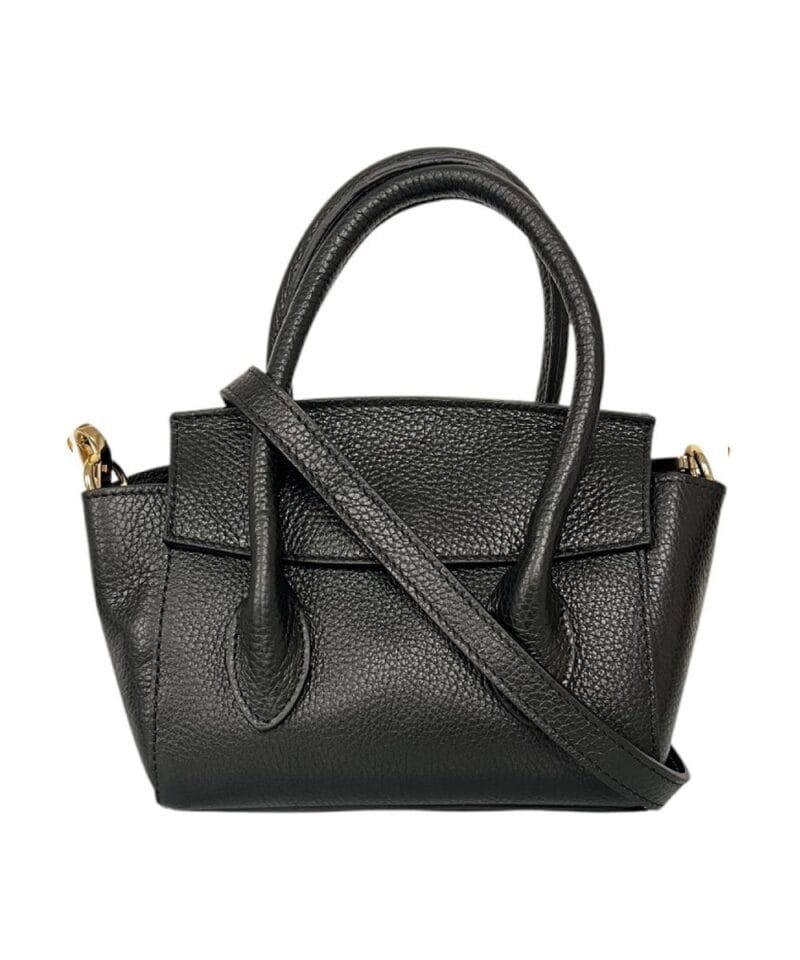 Zwarte Leren Handtas Betsy zwart kleine handtassen flap sluiting extra hengsel stevig leer kopen bestellen