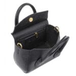 Zwarte Leren Handtas Betsy zwart kleine handtassen flap sluiting extra hengsel stevig leer kopen bestellen binnenkant