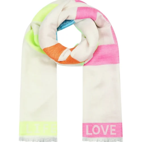 beige Sjaal Love Life wit grote dames sjaals multikleurig met tekst yehwang kopen bestellen