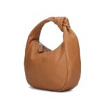 Cognac Leren Handtas Knoop detail trendy handtassen kort hengsel italiaans zacht leder kopen bestellen knot detail zij