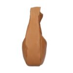 Cognac Leren Handtas Knoop detail trendy handtassen kort hengsel italiaans zacht leder kopen bestellen knot detail zijkant