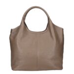 Leren Handtas Amelia donkertaupe leren schoudertas dames tassen ruim zacht soepel leder italiaans kopen bestellen