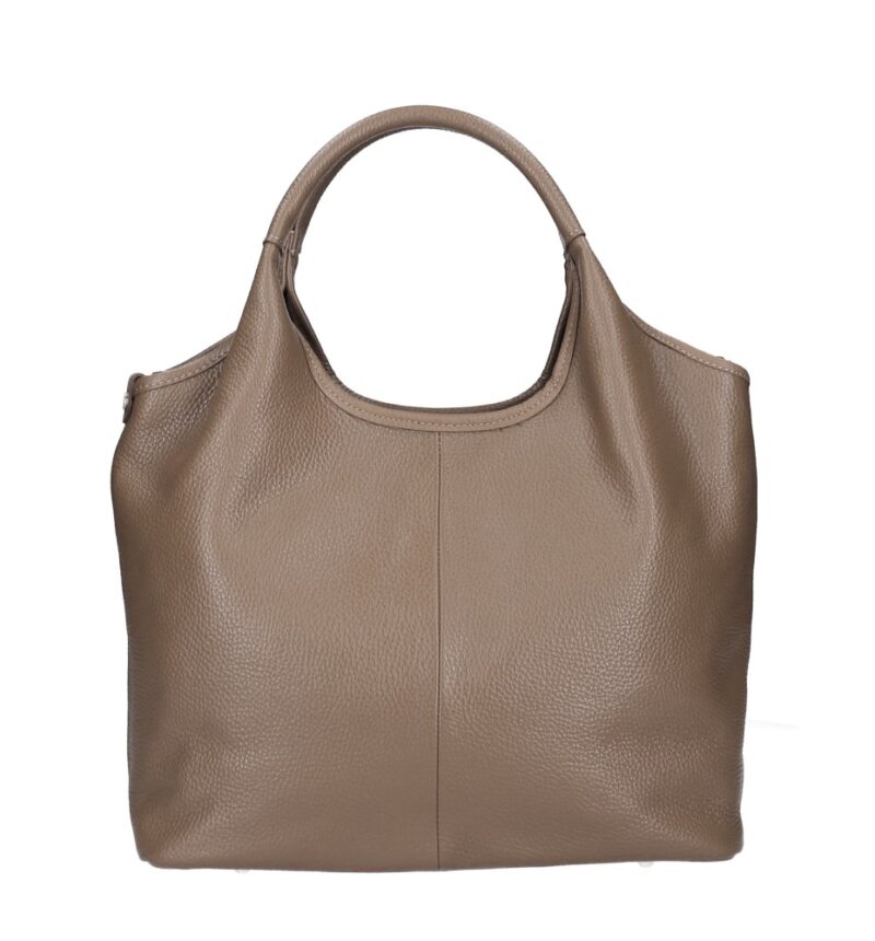 Leren Handtas Amelia donkertaupe leren schoudertas dames tassen ruim zacht soepel leder italiaans kopen bestellen
