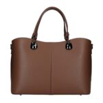 Leren Handtas Clementine bruin bruine ruime generfd leer donker zilver beslag chique trendy ruime tassen kopen bestellen