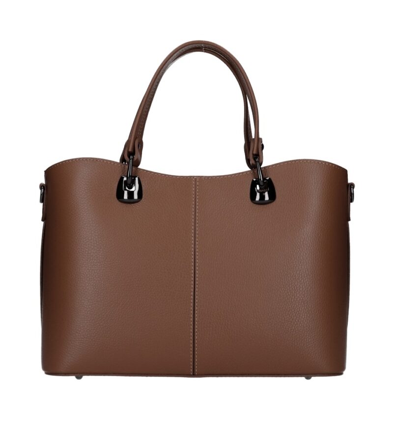 Leren Handtas Clementine bruin bruine ruime generfd leer donker zilver beslag chique trendy ruime tassen kopen bestellen