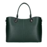 Leren Handtas Clementine donkergroen donkergroene ruime generfd leer donker zilver beslag chique trendy ruime tassen kopen bestellen