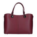 Leren Handtas Clementine wijnrood wijnrode ruime generfd leer donker zilver beslag chique trendy ruime tassen kopen bestellen