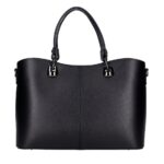 Leren Handtas Clementine zwart zwarte ruime generfd leer donker zilver beslag chique trendy ruime tassen kopen bestellen