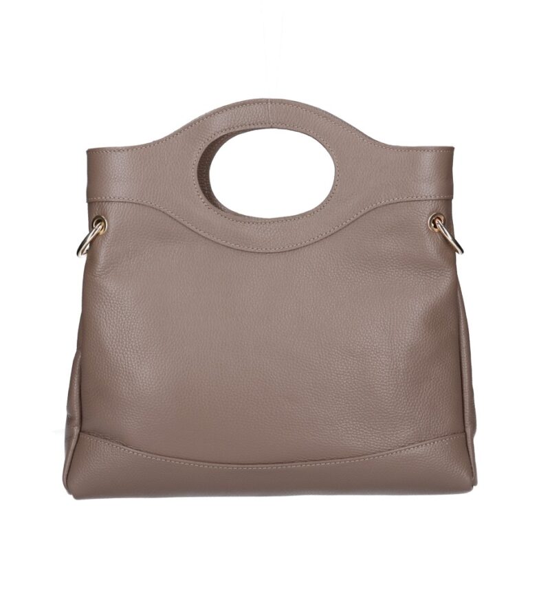 Leren Handtas Elisabetta donkertaupe Leer handtas schoudertas chic trendy dames tassen italiaans kopen