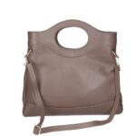 Leren Handtas Elisabetta donkertaupe Leer handtas schoudertas chic trendy dames tassen italiaans kopen achterkant