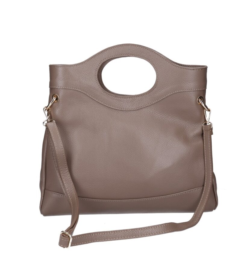 Leren Handtas Elisabetta donkertaupe Leer handtas schoudertas chic trendy dames tassen italiaans kopen achterkant