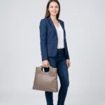 Leren Handtas Elisabetta donkertaupe Leer handtas schoudertas chic trendy dames tassen italiaans kopen model