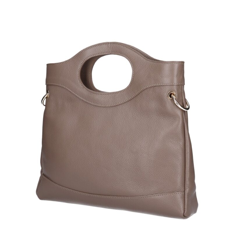 Leren Handtas Elisabetta donkertaupe Leer handtas schoudertas chic trendy dames tassen italiaans kopen zij