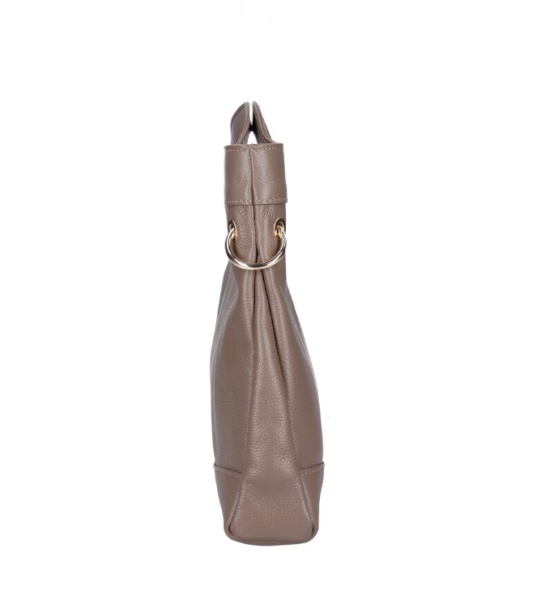 Leren Handtas Elisabetta donkertaupe Leer handtas schoudertas chic trendy dames tassen italiaans kopen zijkant