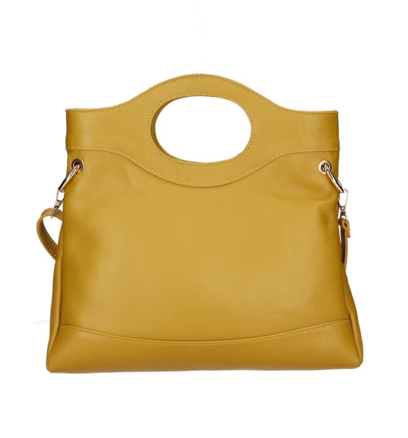 Leren Handtas Elisabetta mosterdgeel mosterdgele Leer handtas schoudertas chic trendy dames tassen italiaans kopen