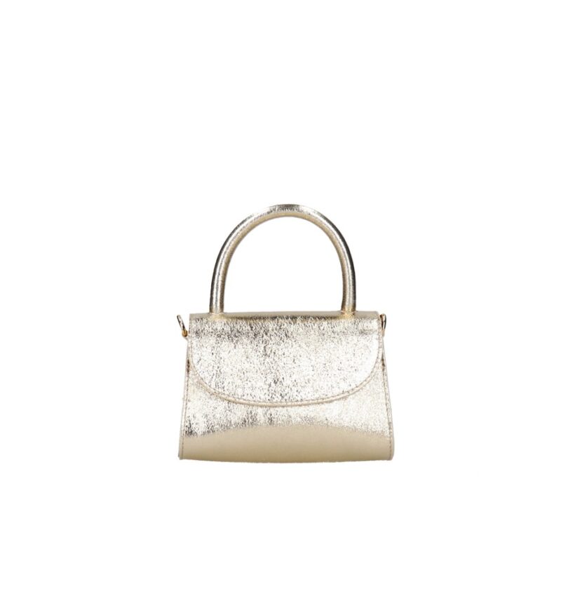 Leren Handtas Mara Metallic goud gouden kleine leren handtas met flap extra lang hengsel italiaans leren dames tassen kopen bestellen